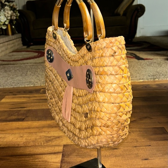 Pier Giorgio • Vintage • Brown • Wicker •  Bamboo Straw • Handbag - Picture 6 of 16